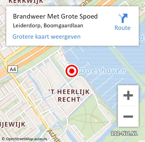 Locatie op kaart van de 112 melding: Brandweer Met Grote Spoed Naar Leiderdorp, Boomgaardlaan op 22 juli 2024 16:48