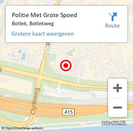 Locatie op kaart van de 112 melding: Politie Met Grote Spoed Naar Botlek, Botlekweg op 22 juli 2024 16:56