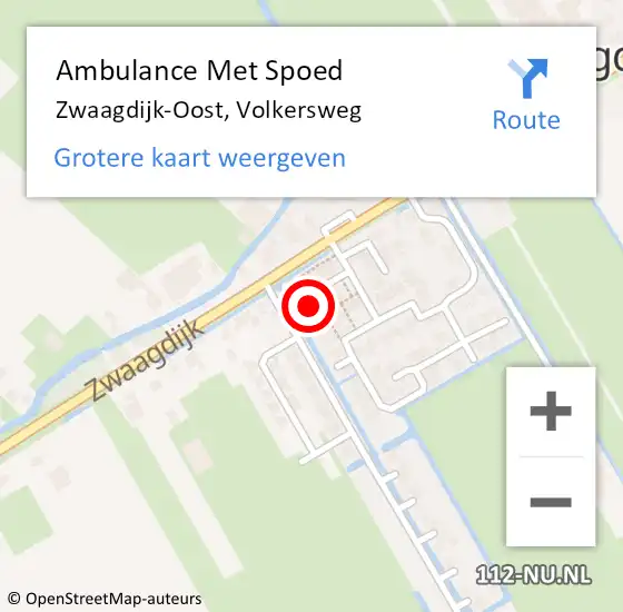 Locatie op kaart van de 112 melding: Ambulance Met Spoed Naar Zwaagdijk-Oost, Volkersweg op 22 juli 2024 17:00