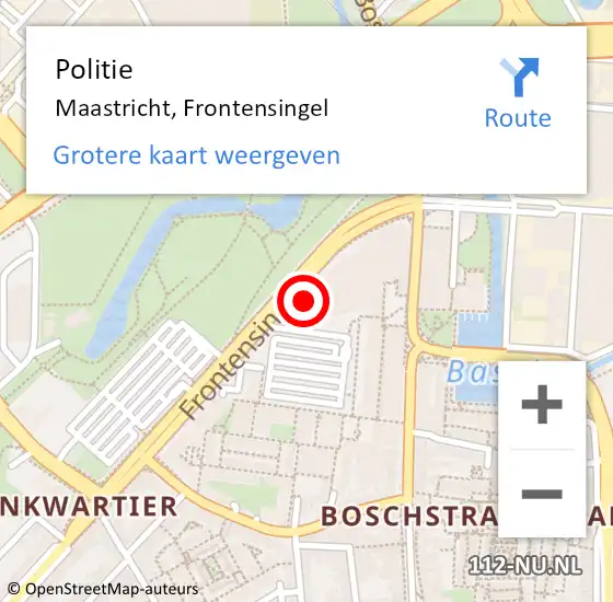 Locatie op kaart van de 112 melding: Politie Maastricht, Frontensingel op 22 juli 2024 17:02