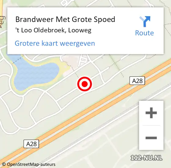 Locatie op kaart van de 112 melding: Brandweer Met Grote Spoed Naar 't Loo Oldebroek, Looweg op 22 juli 2024 17:09