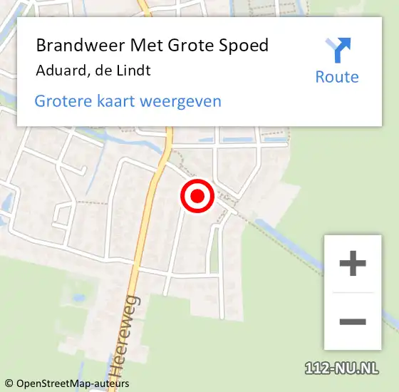 Locatie op kaart van de 112 melding: Brandweer Met Grote Spoed Naar Aduard, de Lindt op 22 juli 2024 17:10