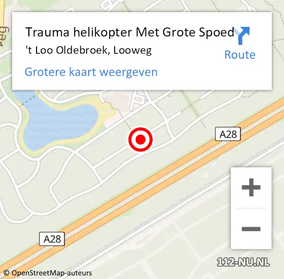 Locatie op kaart van de 112 melding: Trauma helikopter Met Grote Spoed Naar 't Loo Oldebroek, Looweg op 22 juli 2024 17:11