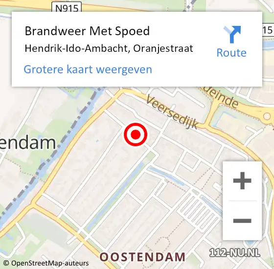 Locatie op kaart van de 112 melding: Brandweer Met Spoed Naar Hendrik-Ido-Ambacht, Oranjestraat op 22 juli 2024 17:14