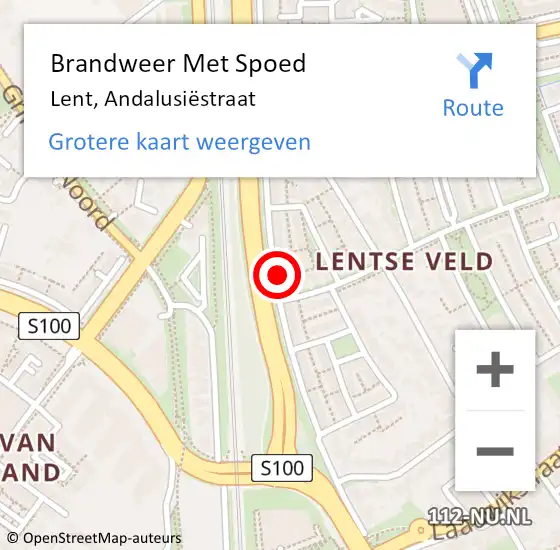 Locatie op kaart van de 112 melding: Brandweer Met Spoed Naar Lent, Andalusiëstraat op 22 juli 2024 17:26