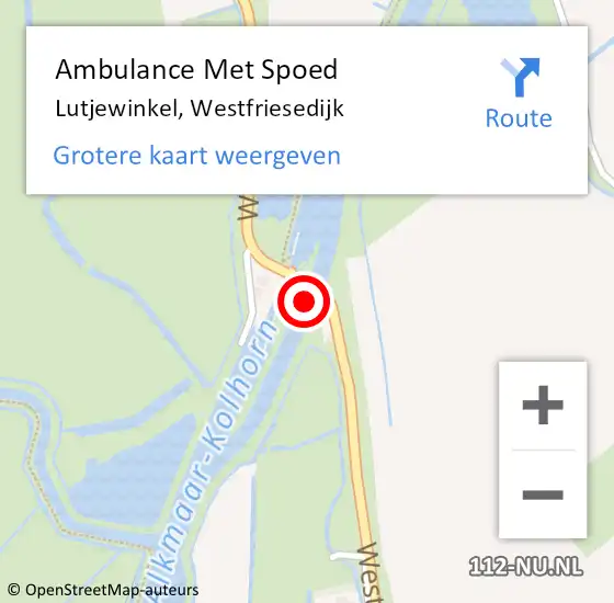 Locatie op kaart van de 112 melding: Ambulance Met Spoed Naar Lutjewinkel, Westfriesedijk op 22 juli 2024 17:33