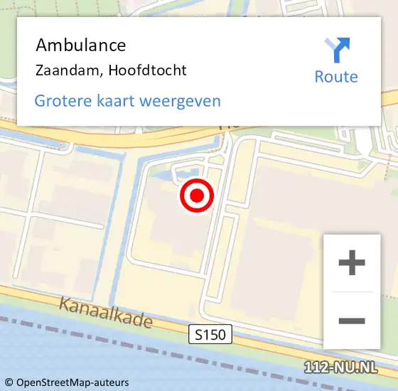 Locatie op kaart van de 112 melding: Ambulance Zaandam, Hoofdtocht op 22 juli 2024 17:36