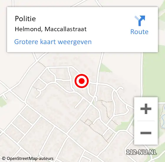 Locatie op kaart van de 112 melding: Politie Helmond, Maccallastraat op 22 juli 2024 17:39