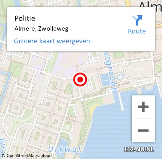 Locatie op kaart van de 112 melding: Politie Almere, Zwolleweg op 22 juli 2024 17:52