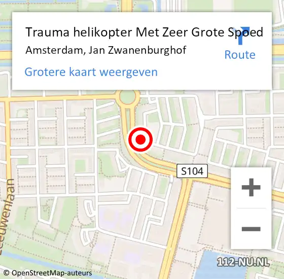 Locatie op kaart van de 112 melding: Trauma helikopter Met Zeer Grote Spoed Naar Amsterdam, Jan Zwanenburghof op 22 juli 2024 18:13
