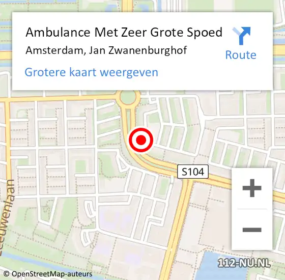 Locatie op kaart van de 112 melding: Ambulance Met Zeer Grote Spoed Naar Amsterdam, Jan Zwanenburghof op 22 juli 2024 18:13