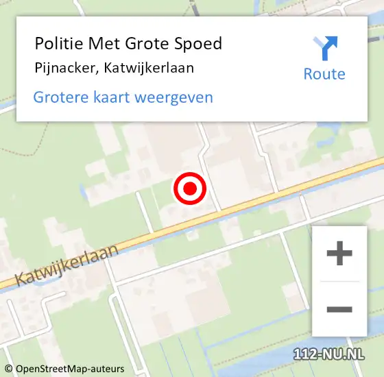 Locatie op kaart van de 112 melding: Politie Met Grote Spoed Naar Pijnacker, Katwijkerlaan op 22 juli 2024 18:14