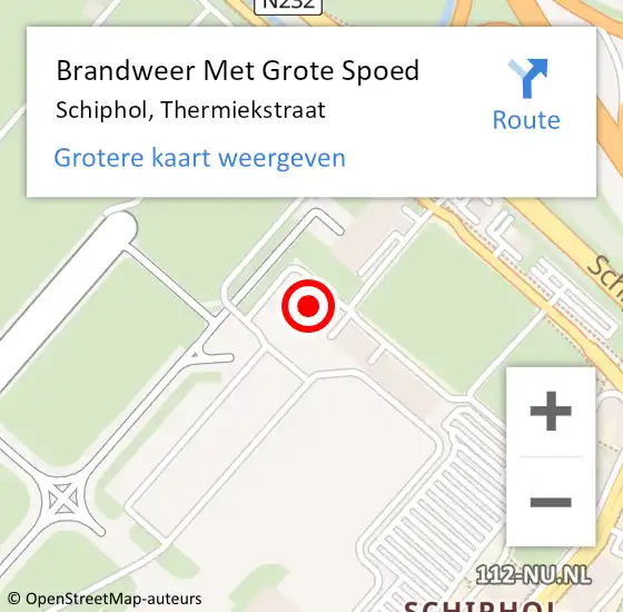 Locatie op kaart van de 112 melding: Brandweer Met Grote Spoed Naar Schiphol, Thermiekstraat op 22 juli 2024 18:36