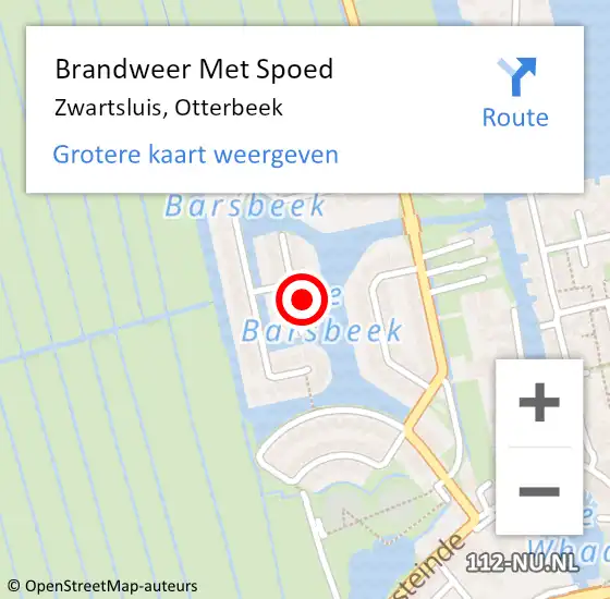 Locatie op kaart van de 112 melding: Brandweer Met Spoed Naar Zwartsluis, Otterbeek op 22 juli 2024 18:42