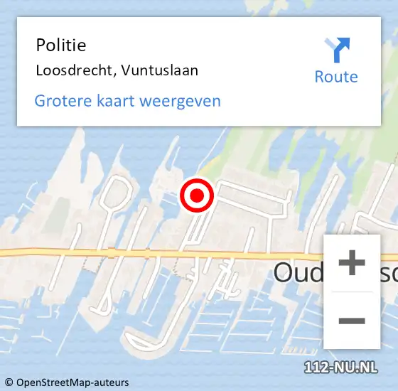 Locatie op kaart van de 112 melding: Politie Loosdrecht, Vuntuslaan op 22 juli 2024 18:56