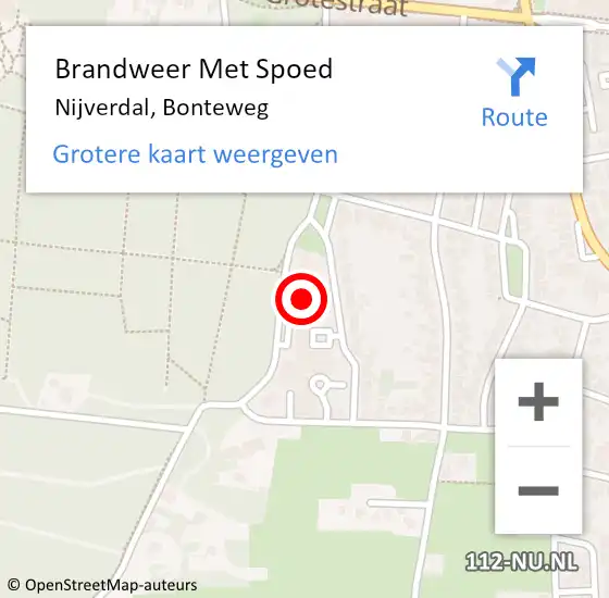 Locatie op kaart van de 112 melding: Brandweer Met Spoed Naar Nijverdal, Bonteweg op 22 juli 2024 18:56