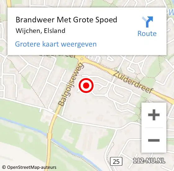 Locatie op kaart van de 112 melding: Brandweer Met Grote Spoed Naar Wijchen, Elsland op 22 juli 2024 18:59