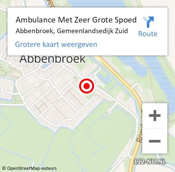 Locatie op kaart van de 112 melding: Ambulance Met Zeer Grote Spoed Naar Abbenbroek, Gemeenlandsedijk Zuid op 22 juli 2024 19:03