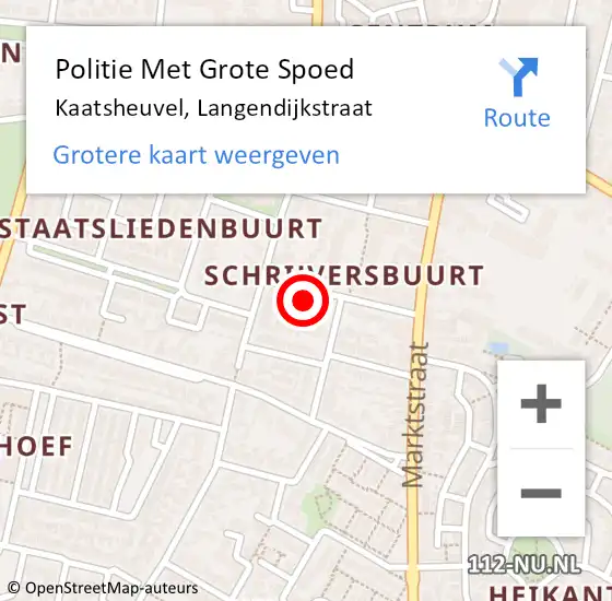 Locatie op kaart van de 112 melding: Politie Met Grote Spoed Naar Kaatsheuvel, Langendijkstraat op 22 juli 2024 19:23