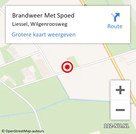 Locatie op kaart van de 112 melding: Brandweer Met Spoed Naar Liessel, Wilgenroosweg op 22 juli 2024 19:54