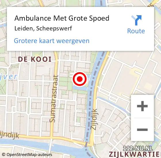 Locatie op kaart van de 112 melding: Ambulance Met Grote Spoed Naar Leiden, Scheepswerf op 22 juli 2024 20:15