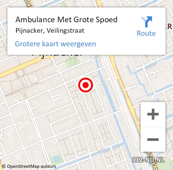 Locatie op kaart van de 112 melding: Ambulance Met Grote Spoed Naar Pijnacker, Veilingstraat op 22 juli 2024 20:16