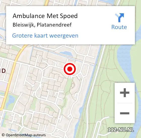 Locatie op kaart van de 112 melding: Ambulance Met Spoed Naar Bleiswijk, Platanendreef op 22 juli 2024 20:18