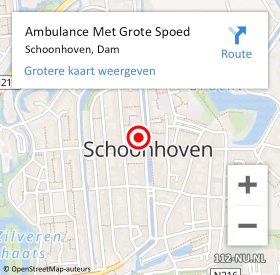 Locatie op kaart van de 112 melding: Ambulance Met Grote Spoed Naar Schoonhoven, Dam op 22 juli 2024 20:24