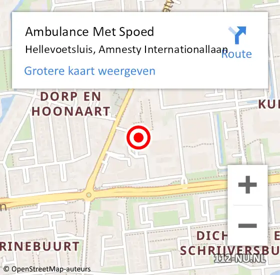 Locatie op kaart van de 112 melding: Ambulance Met Spoed Naar Hellevoetsluis, Amnesty Internationallaan op 22 juli 2024 20:27