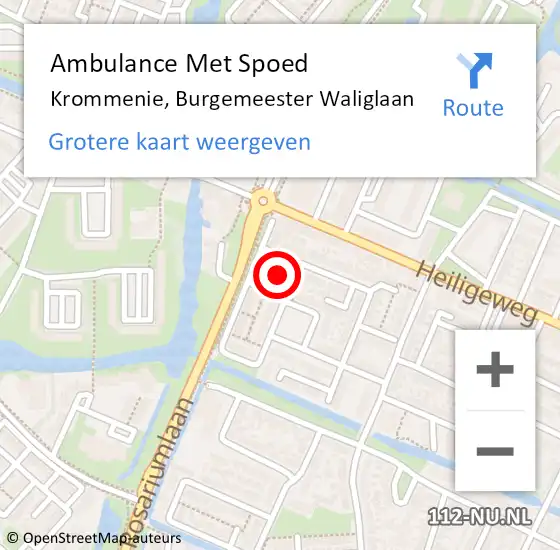 Locatie op kaart van de 112 melding: Ambulance Met Spoed Naar Krommenie, Burgemeester Waliglaan op 22 juli 2024 20:42