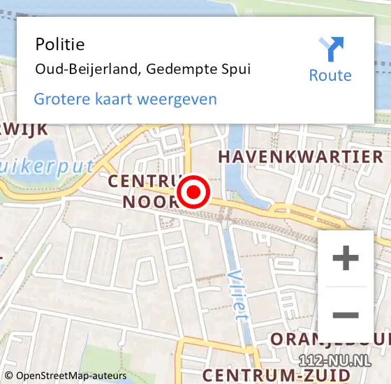 Locatie op kaart van de 112 melding: Politie Oud-Beijerland, Gedempte Spui op 22 juli 2024 20:44