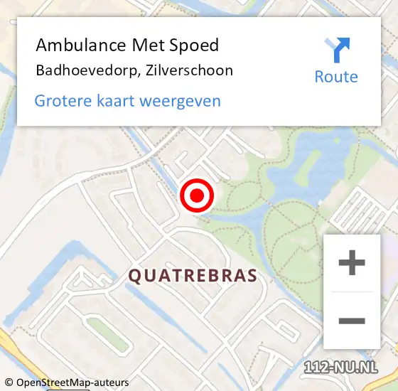 Locatie op kaart van de 112 melding: Ambulance Met Spoed Naar Badhoevedorp, Zilverschoon op 22 juli 2024 20:58