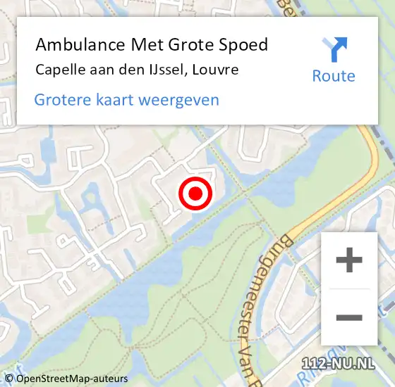 Locatie op kaart van de 112 melding: Ambulance Met Grote Spoed Naar Capelle aan den IJssel, Louvre op 22 juli 2024 21:30