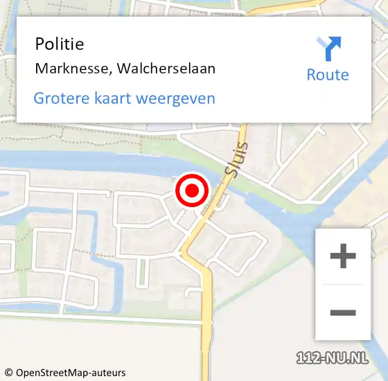 Locatie op kaart van de 112 melding: Politie Marknesse, Walcherselaan op 22 juli 2024 21:36