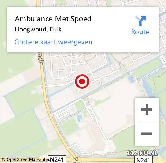 Locatie op kaart van de 112 melding: Ambulance Met Spoed Naar Hoogwoud, Fuik op 22 juli 2024 21:57