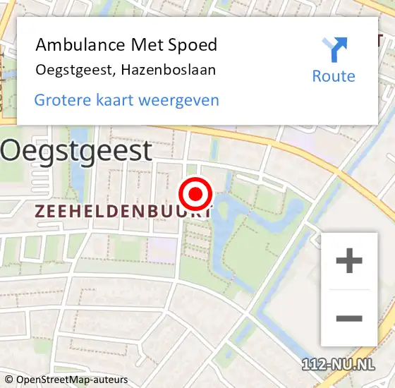 Locatie op kaart van de 112 melding: Ambulance Met Spoed Naar Oegstgeest, Hazenboslaan op 22 juli 2024 22:10