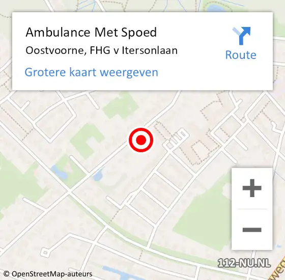 Locatie op kaart van de 112 melding: Ambulance Met Spoed Naar Oostvoorne, FHG v Itersonlaan op 22 juli 2024 22:21