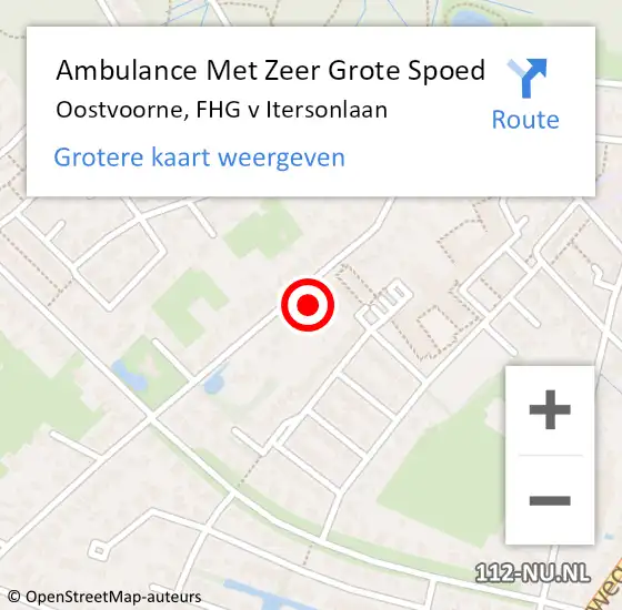 Locatie op kaart van de 112 melding: Ambulance Met Zeer Grote Spoed Naar Oostvoorne, FHG v Itersonlaan op 22 juli 2024 22:22