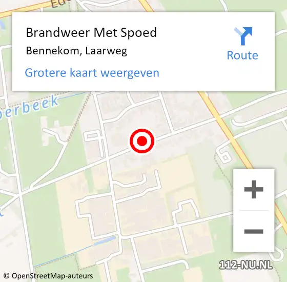 Locatie op kaart van de 112 melding: Brandweer Met Spoed Naar Bennekom, Laarweg op 22 juli 2024 22:32