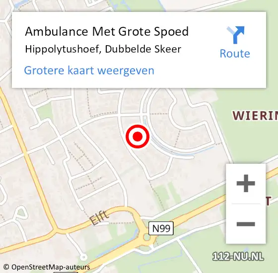 Locatie op kaart van de 112 melding: Ambulance Met Grote Spoed Naar Hippolytushoef, Dubbelde Skeer op 22 juli 2024 22:35