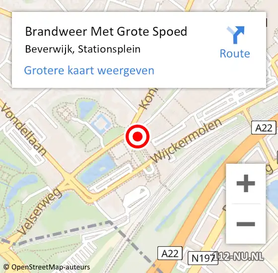 Locatie op kaart van de 112 melding: Brandweer Met Grote Spoed Naar Beverwijk, Stationsplein op 22 juli 2024 22:49