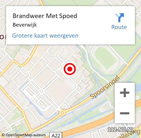 Locatie op kaart van de 112 melding: Brandweer Met Spoed Naar Beverwijk op 22 juli 2024 23:16