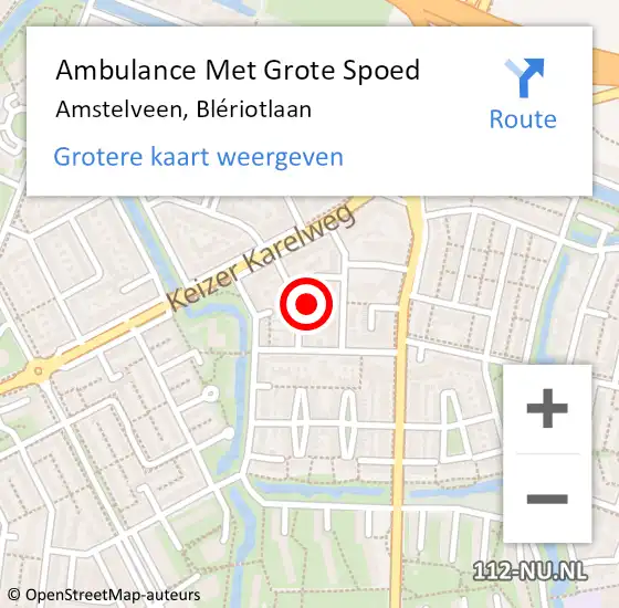 Locatie op kaart van de 112 melding: Ambulance Met Grote Spoed Naar Amstelveen, Blériotlaan op 22 juli 2024 23:32