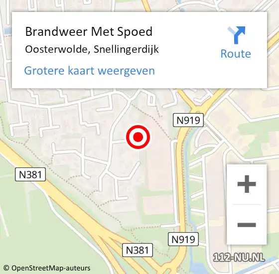 Locatie op kaart van de 112 melding: Brandweer Met Spoed Naar Oosterwolde, Snellingerdijk op 22 juli 2024 23:43