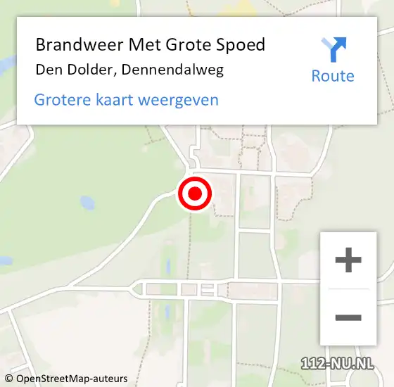 Locatie op kaart van de 112 melding: Brandweer Met Grote Spoed Naar Den Dolder, Dennendalweg op 22 juli 2024 23:46