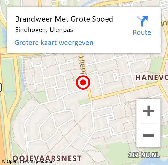 Locatie op kaart van de 112 melding: Brandweer Met Grote Spoed Naar Eindhoven, Ulenpas op 23 juli 2024 00:44