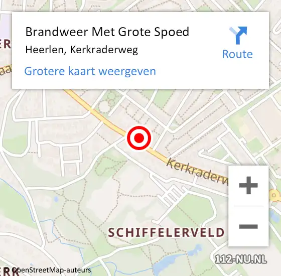 Locatie op kaart van de 112 melding: Brandweer Met Grote Spoed Naar Heerlen, Kerkraderweg op 23 juli 2024 01:13