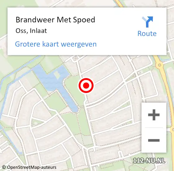 Locatie op kaart van de 112 melding: Brandweer Met Spoed Naar Oss, Inlaat op 23 juli 2024 01:47