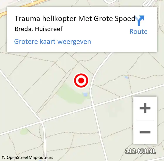 Locatie op kaart van de 112 melding: Trauma helikopter Met Grote Spoed Naar Breda, Huisdreef op 23 juli 2024 02:02