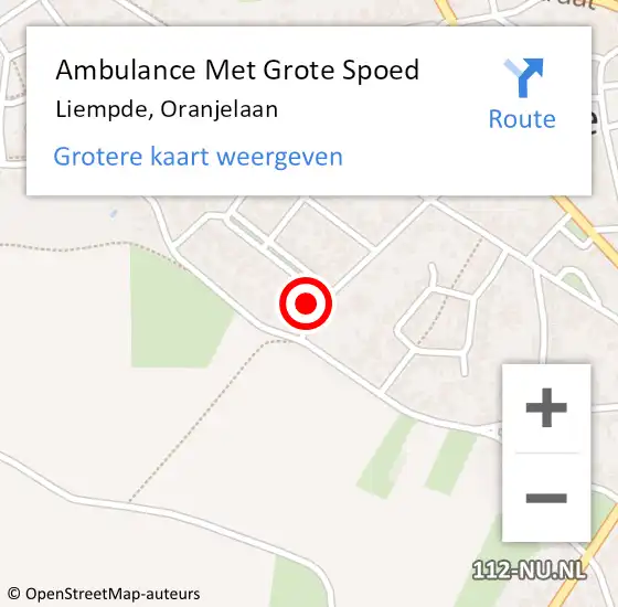 Locatie op kaart van de 112 melding: Ambulance Met Grote Spoed Naar Liempde, Oranjelaan op 17 oktober 2013 14:48